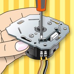 dimmer installeren zelf doen veilig hand schroevendraaier draden elektriciteit illustratie tekening
