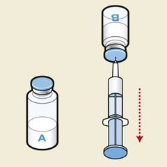 griep adjuvans optrekken vaccinatie instructie injectienaald vaccin illustratie