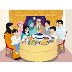 ramadan familie eten huiskamer eettafel