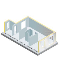 huis casco bouwen beton vloer wanden gevel isolatie prefab begane grond illustratie isometrisch