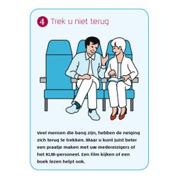 tip tegen vliegangst stoelen passagiers contact gesprek vliegtuig illustratie
